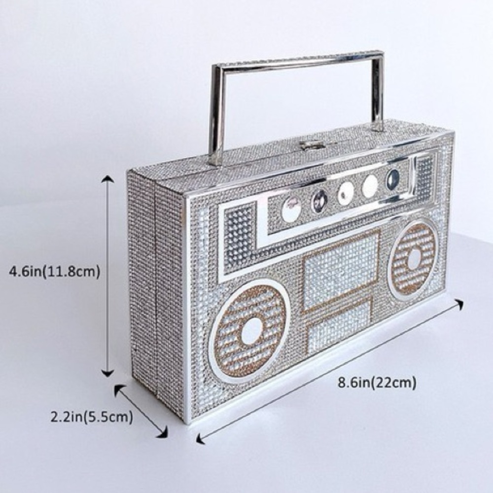SOLD Boombox Clutch Purse Y2K Festival Vegas Bachelorette Statement Colorful Bag - Picture 7 of 8